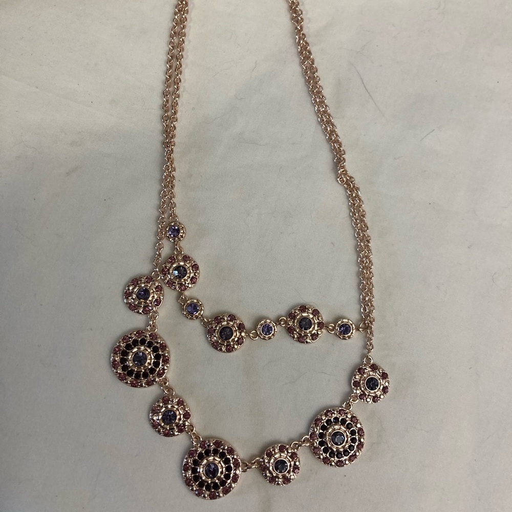 5-24 Gloria Vanderbilt rose gold tone necklace short NWT